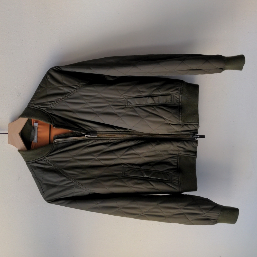 Vince Quilted Bomber Jacket Dark Olive Green Women's XS